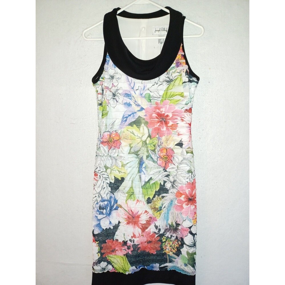 Joseph Ribkoff Floral Multicolor Tier Sleeveless Bodycon Short Dress sz 6 women